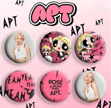 "Rose and Bruno Mars APT" Badge Set, 57mm (6 pcs.)