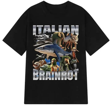 Italian Brainrot T-Shirt – Italian Animal Memes – Black