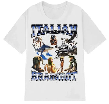 Italian Brainrot T-Shirt - Italian Animal Memes - White