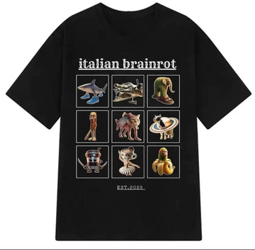 Italian Brainrot T-Shirt – Italian Animal Memes – Black