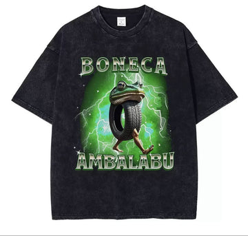 Brainrot Boneca Ambalabu Black Melange T-Shirt