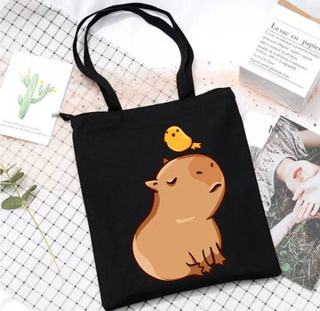 Capybara Shopper with Bird