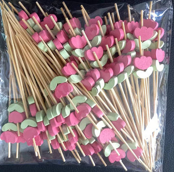Pink Flower Decorative Skewers (50 pcs)