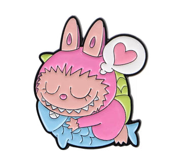 Metal Labubu Badge with Fish
