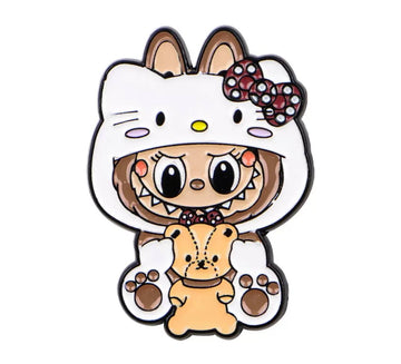 Metal badge of Labubu (Labubu) in a Kitty costume