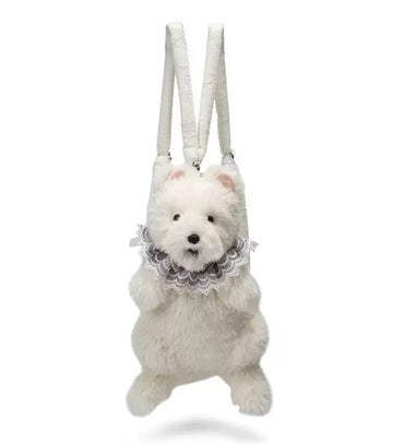 Soft plush backpack in the shape of a puppy