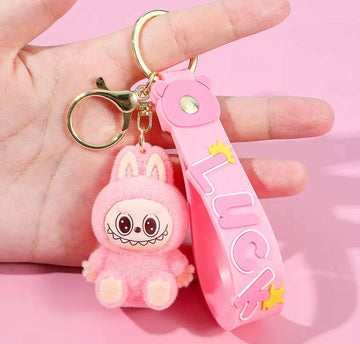 Labubu Sitting Pink Keychain
