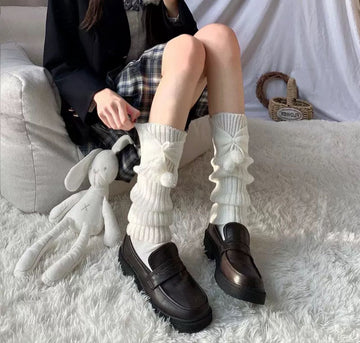 White Pom-Pom Gaiters