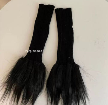 Black Faux Fur Gaiters
