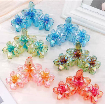 Triple Flower Hair Clip - Pearl Finish
