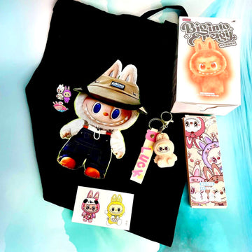 Labubu Gift Set (toy, keychain, tote bag, pens, foam, tattoos)