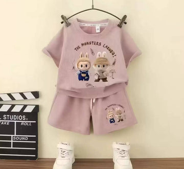 Kids' Labubu Costume (T-Shirt + Shorts) Pink