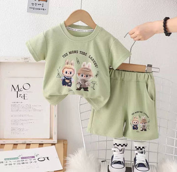 Kids' Labubu Costume (T-shirt + Shorts) Green