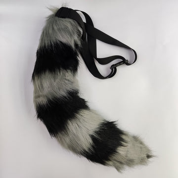 Raccoon Tail for Quadrobics on a Strap, Gray-Black
