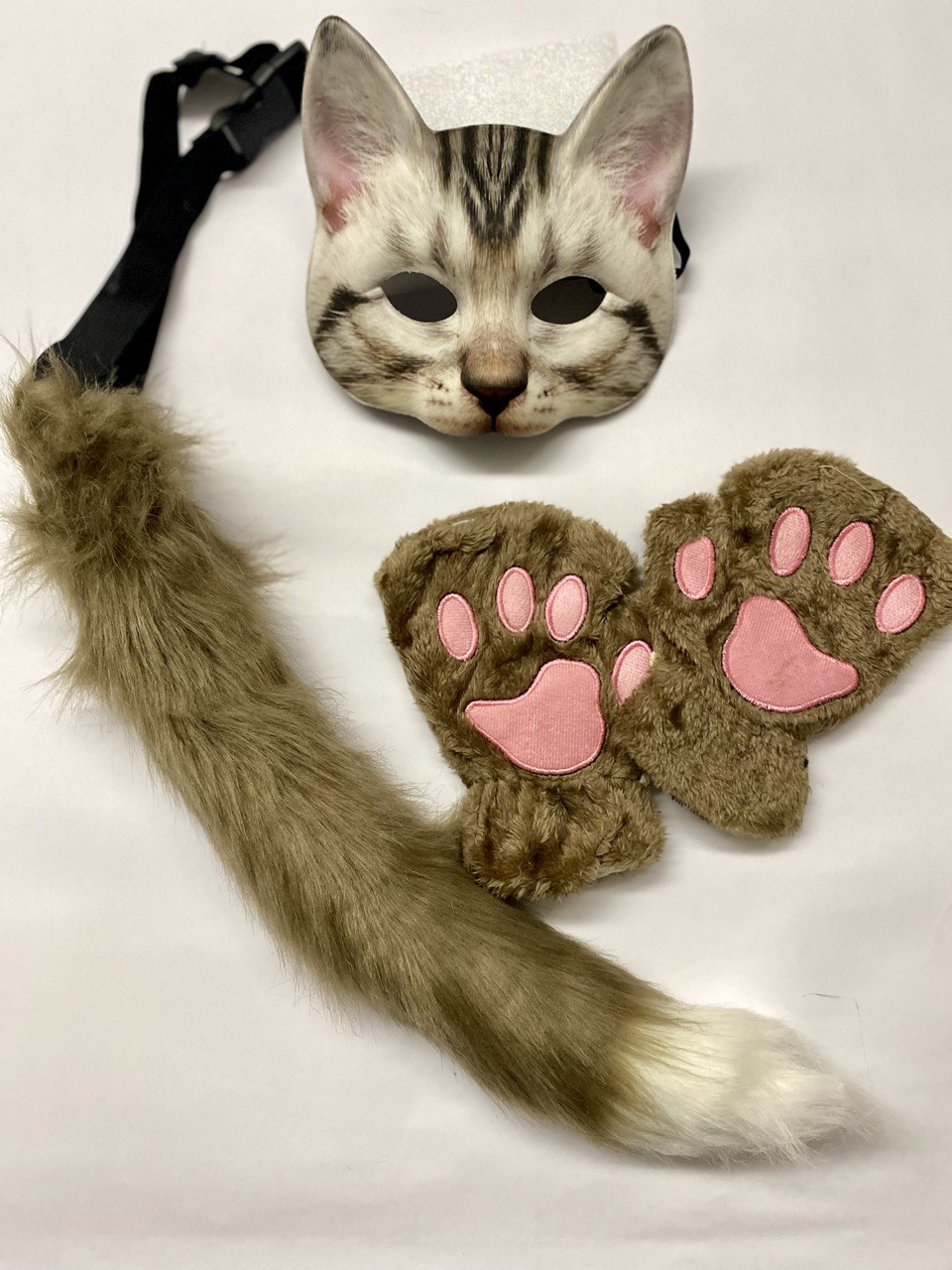 Quadrobics Set (mask, paws, tail on strap) – Brown
