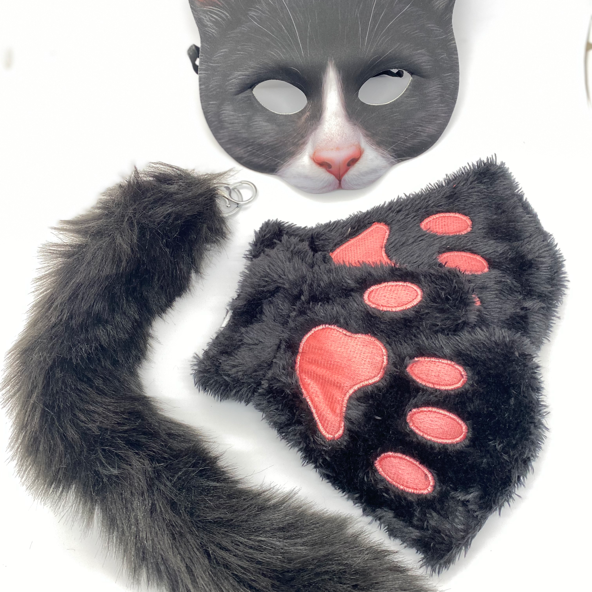 Quadrobics Set (mask, paws, tail with clip) Black
