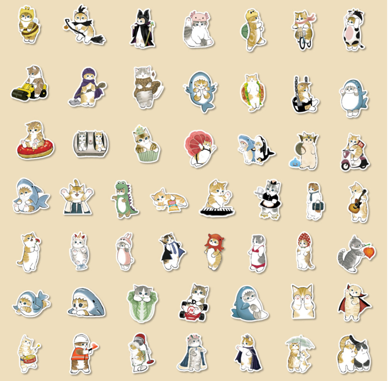 Set of 50 Cat Stickers