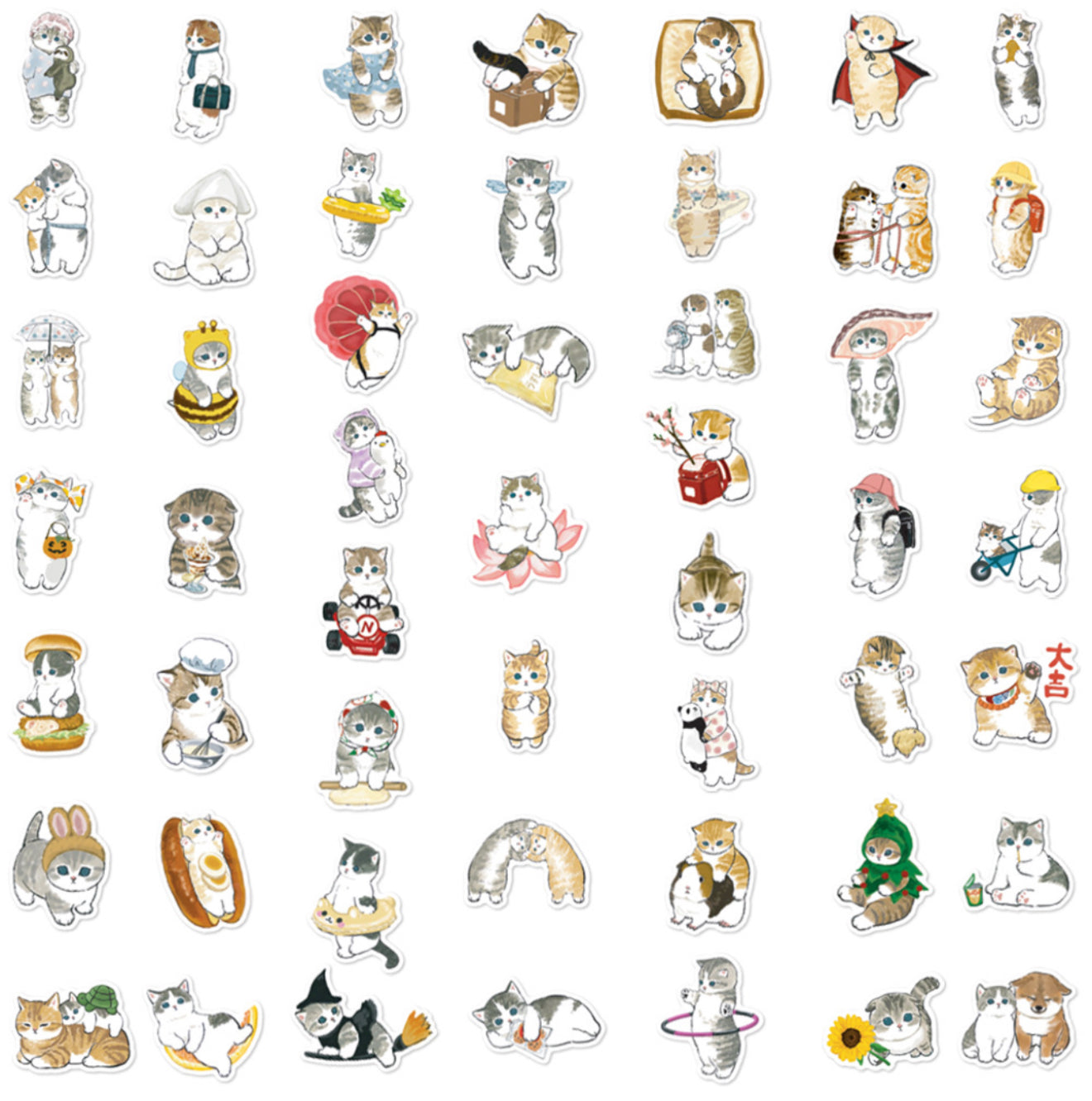 50-Piece Cat Stickers Set