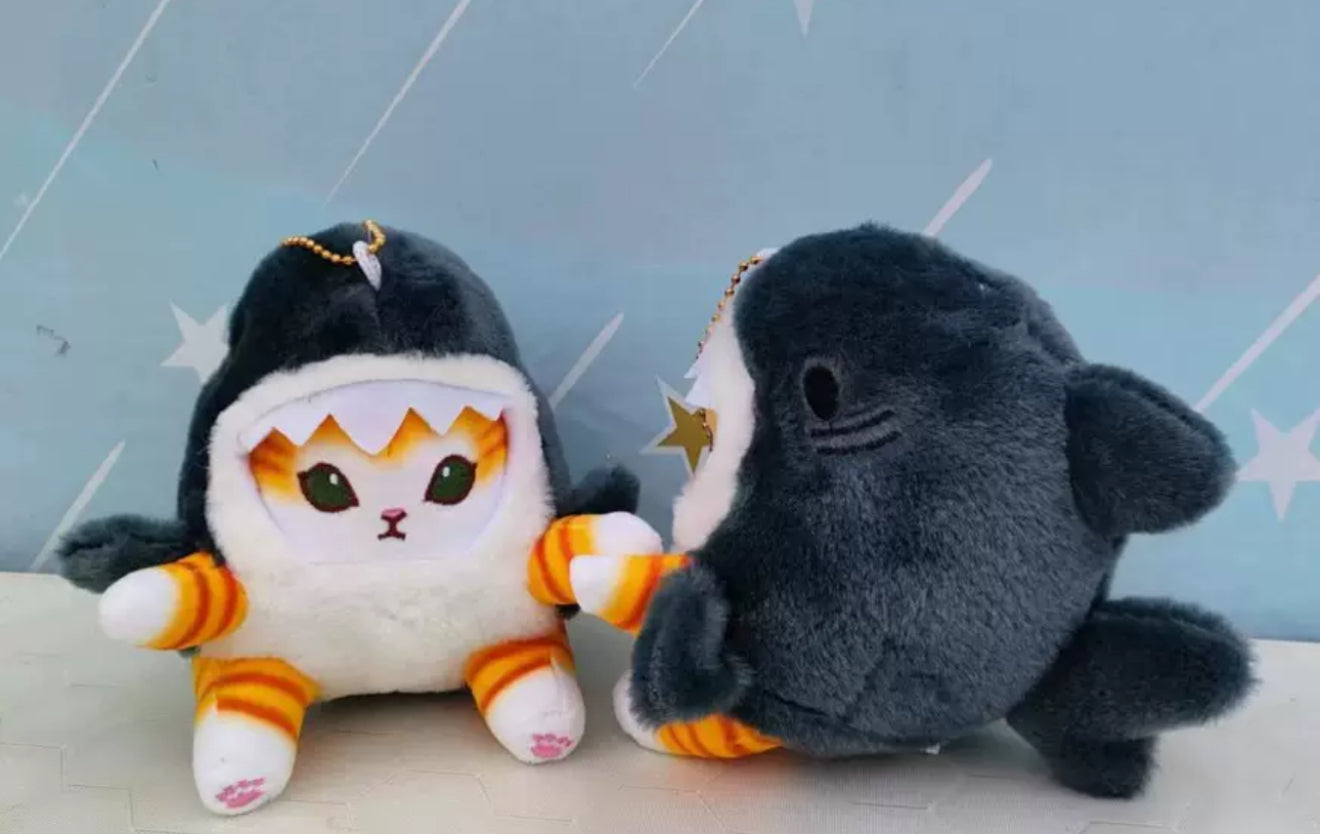 Soft Toy Cat in a Shark Costume, 20cm