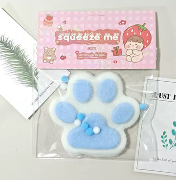 Squish Tab Paw Stress Ball, White and Blue, 14cm
