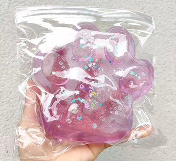 Squish Tab Paw Stress Ball, Transparent Pink, 14cm