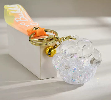 "Bubble" Silver Paw Keychain