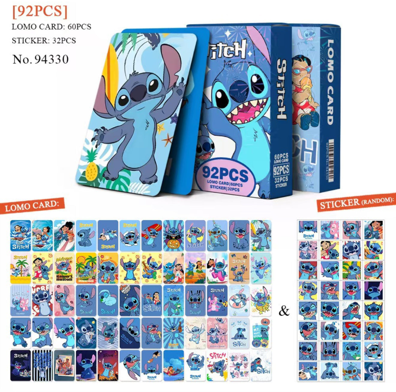 "Stitch" Card and Sticker Set (92 pieces)
