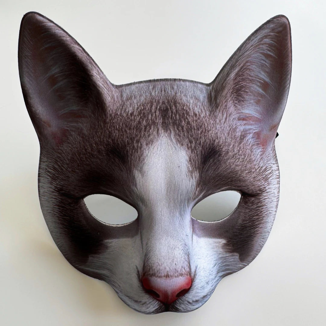 3D Cat Mask for Quadrobics with a White Spot