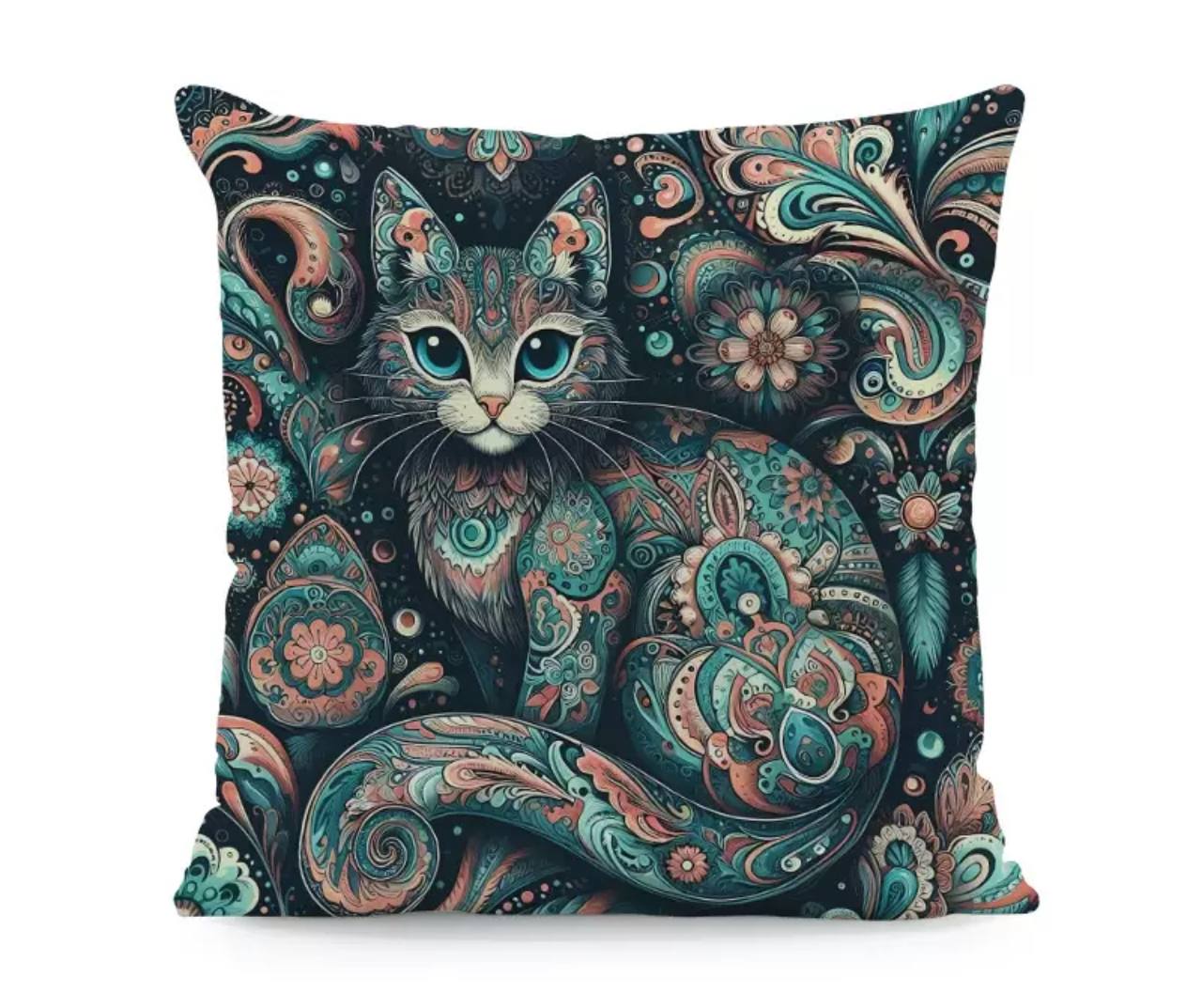 Decorative Pillowcase Featuring Cat Abstract Design 45×45 cm