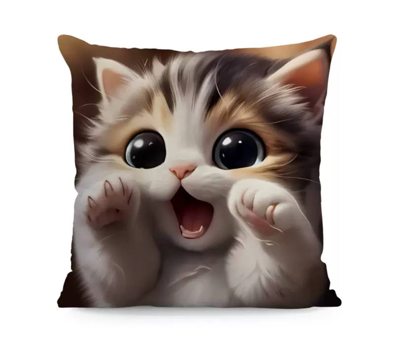 Decorative Pillowcase with Cat Design 3D 45×45 cm