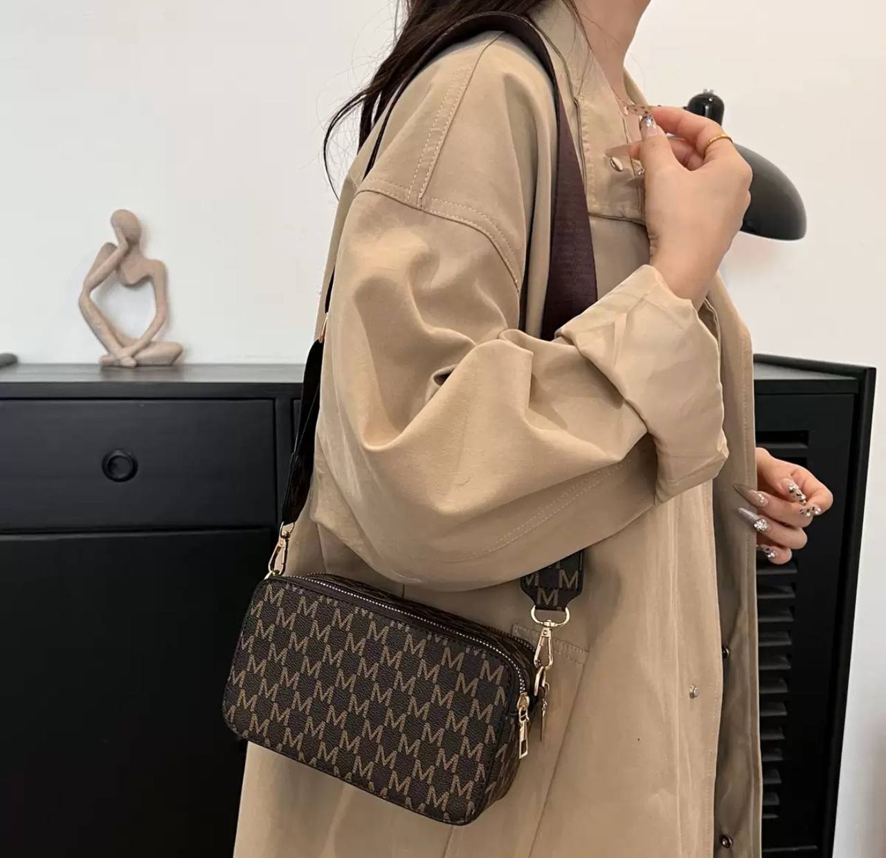 Women's Crossbody Bag with Chocolate Pattern
