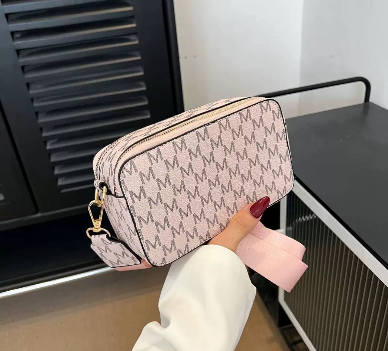 Women's Crossbody Bag with Powdered Pattern