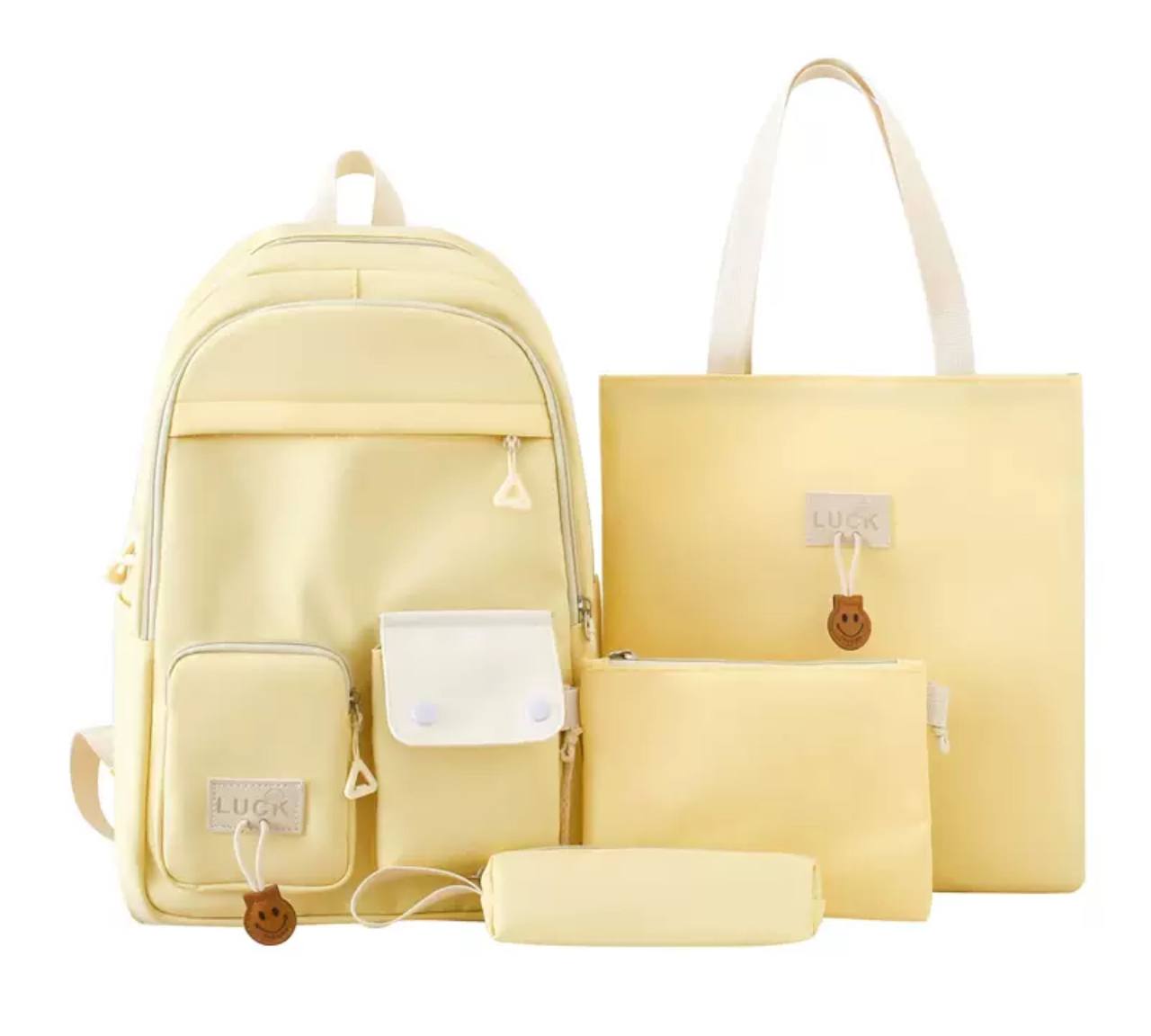 Stylish 4-in-1 Set (Backpack, Shopper, Cosmetic Bag, Pencil Case) Yellow