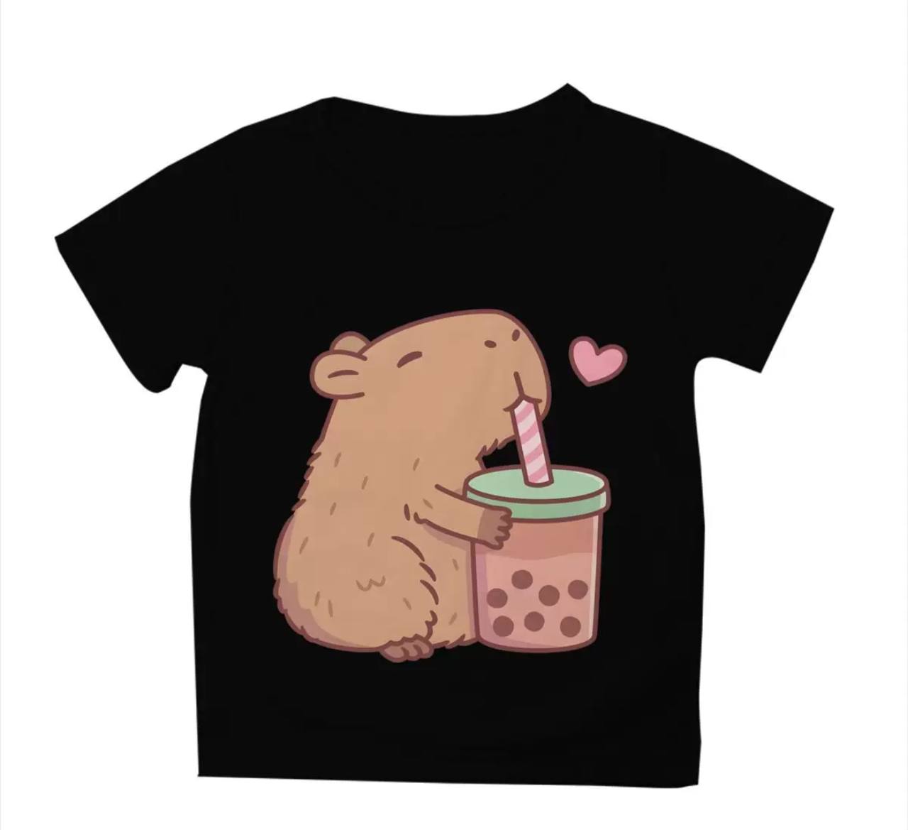 Kids' Capybara Bubble T-Shirt - Black