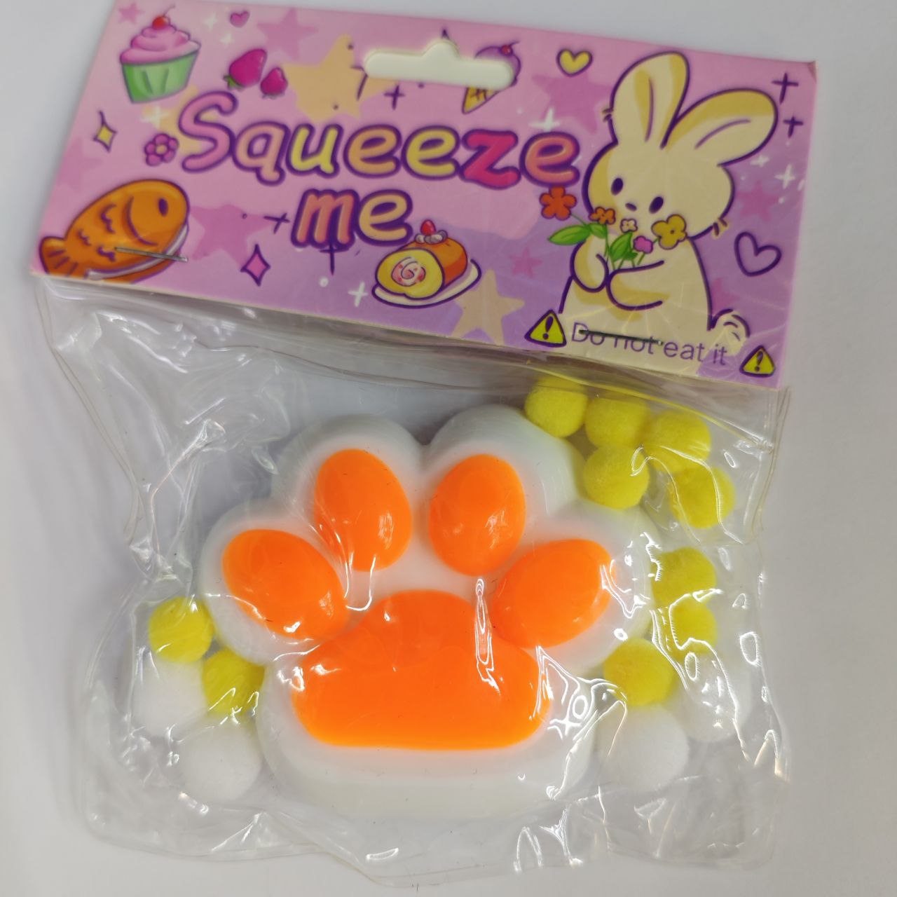 Squish Tab Paw Stress Ball - Orange
