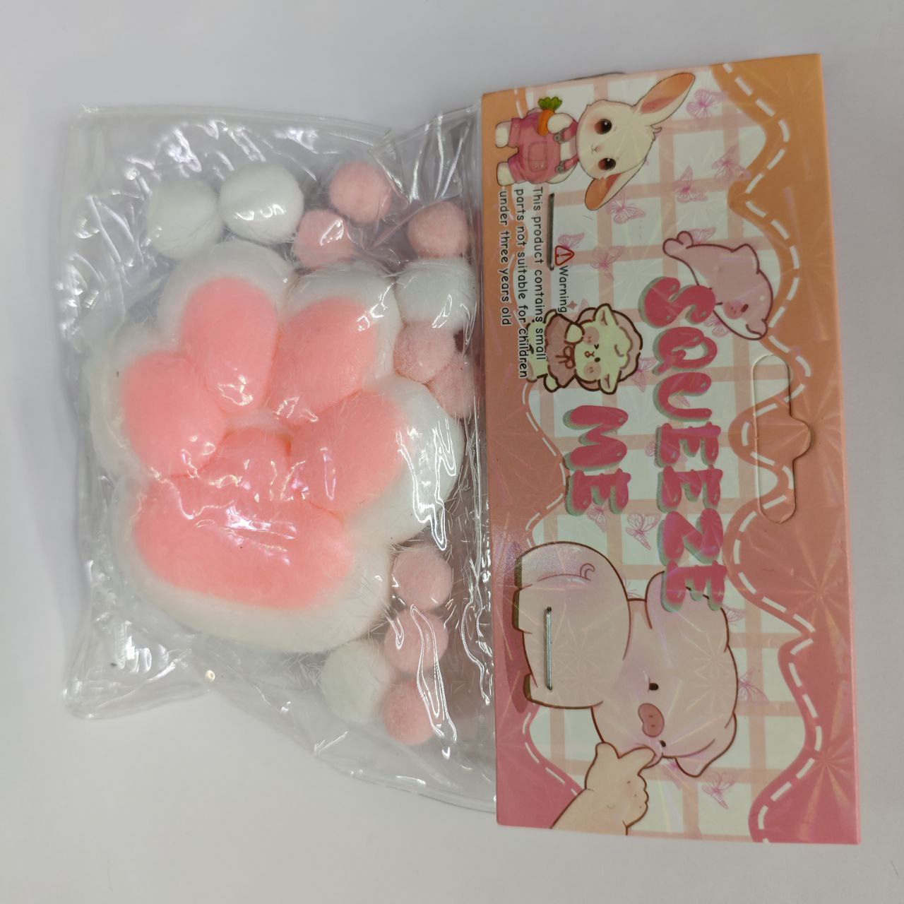 Squishy Tab Paw Stress Ball – Pink