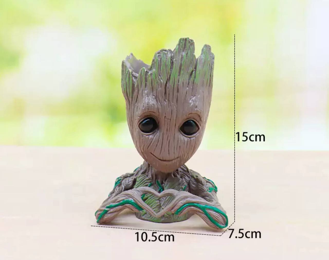 Groot figure with a heart