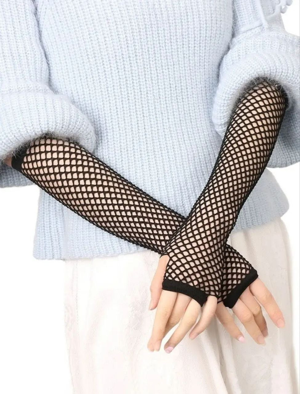Black Mesh Mittens