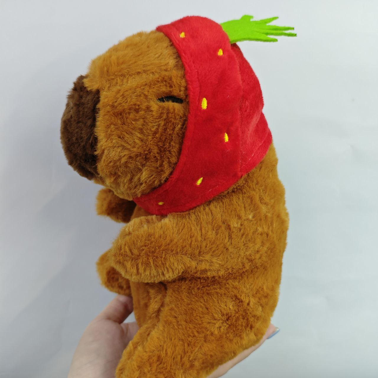 Soft Capybara Plush Toy with Strawberry