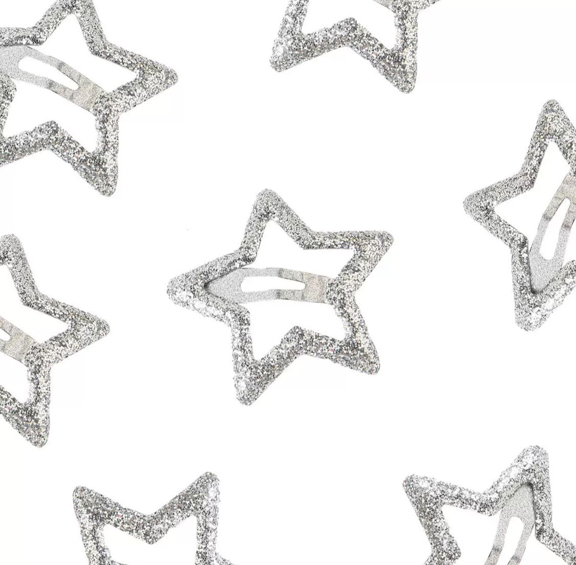 Silver Star Hair Clips (10 pieces)