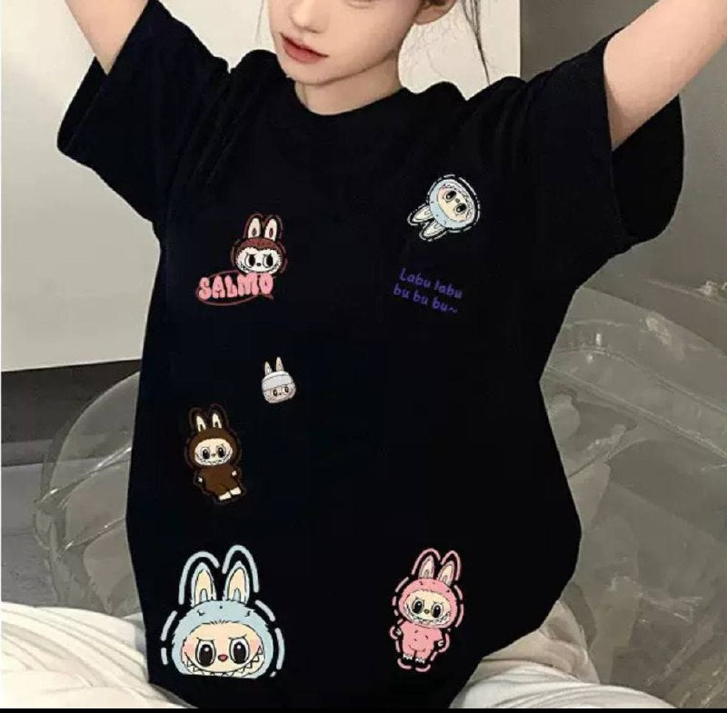 Oversized Black Labubu T-Shirt