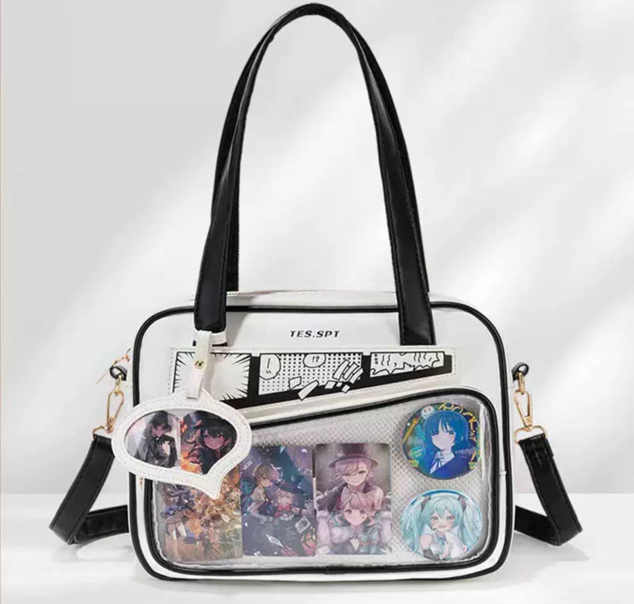 Clear Panel Bag - White with Black