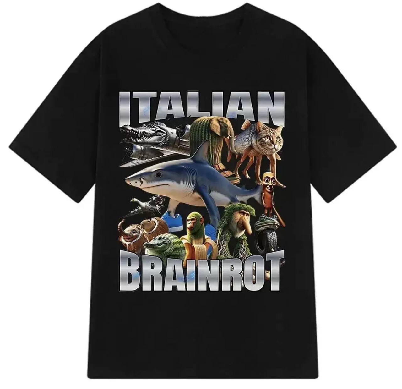 Italian Brainrot T-Shirt – Italian Animal Memes – Black