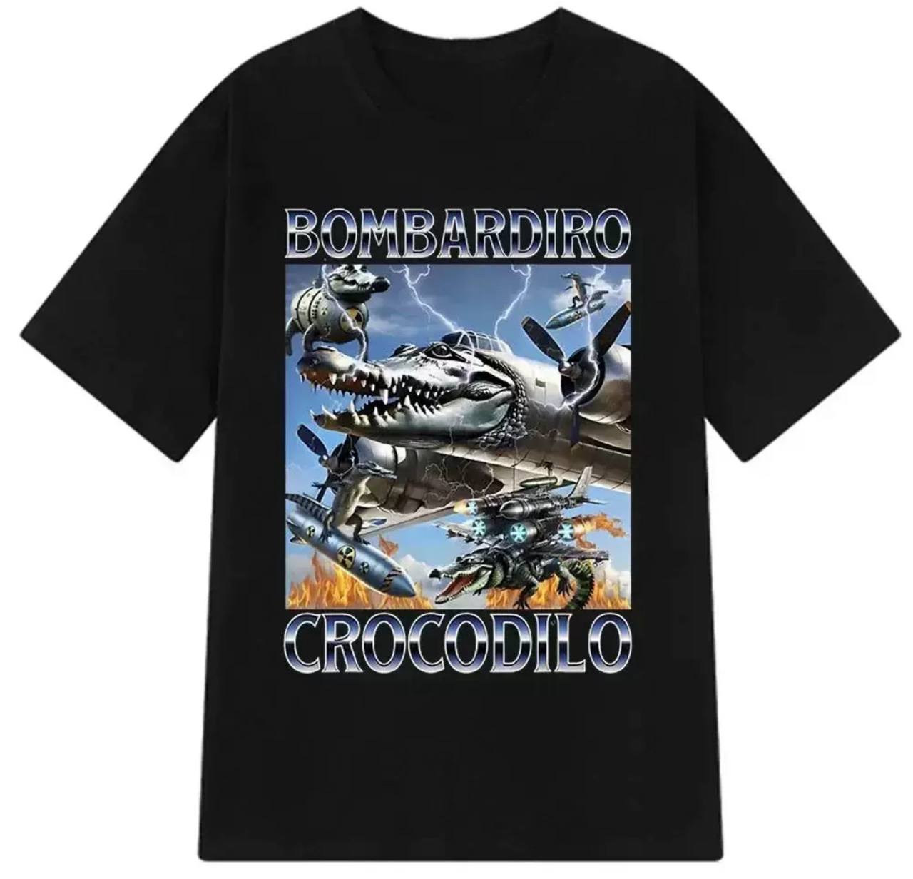 Brainrot Bombardino Crocodile T-Shirt - Black