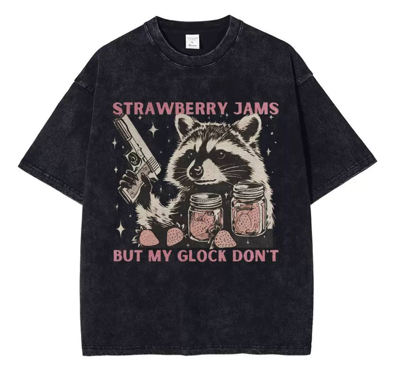 Black Melange Raccoon with Jam T-Shirt