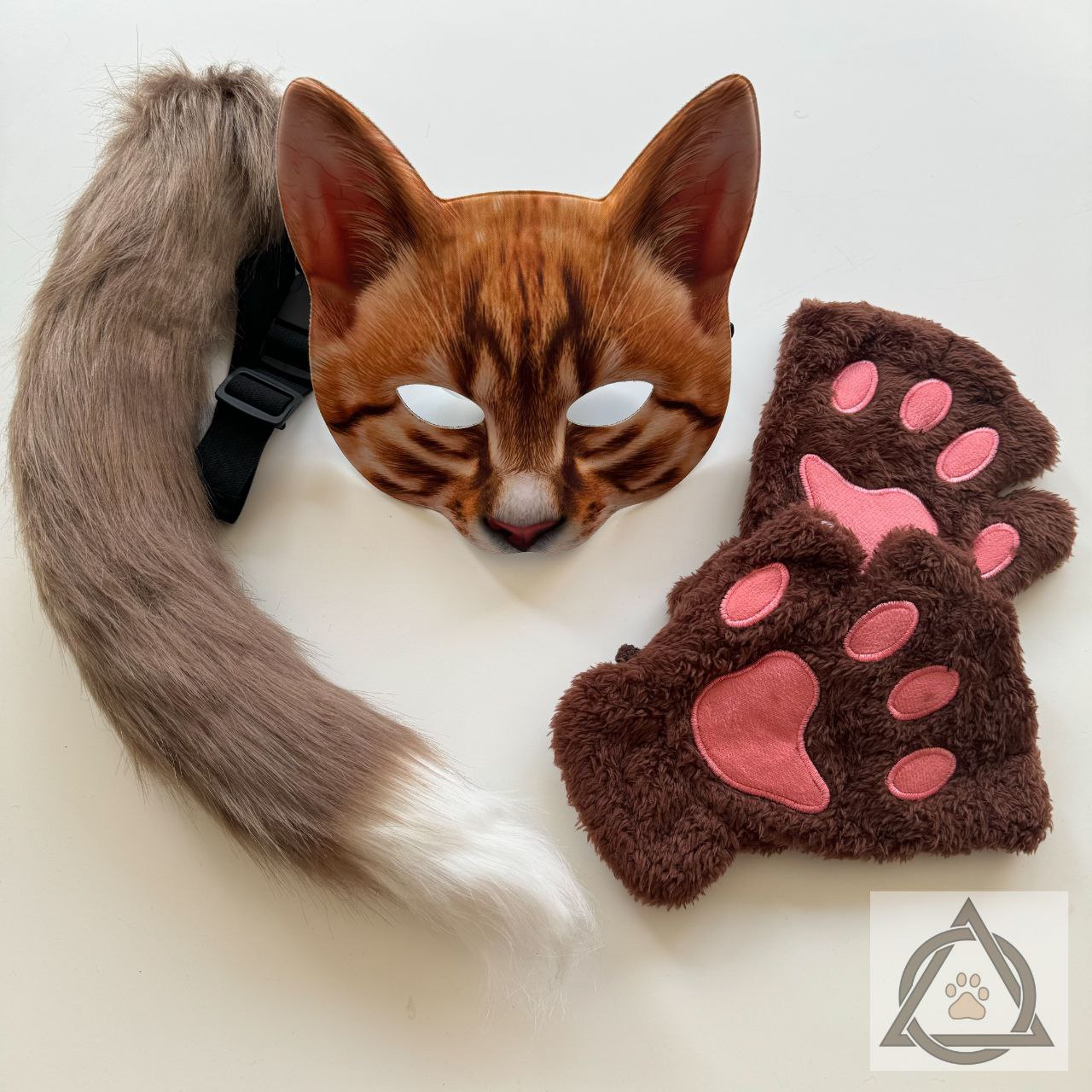 Quadrobics Set (mask, paws, ears, tail with clip) - Ginger