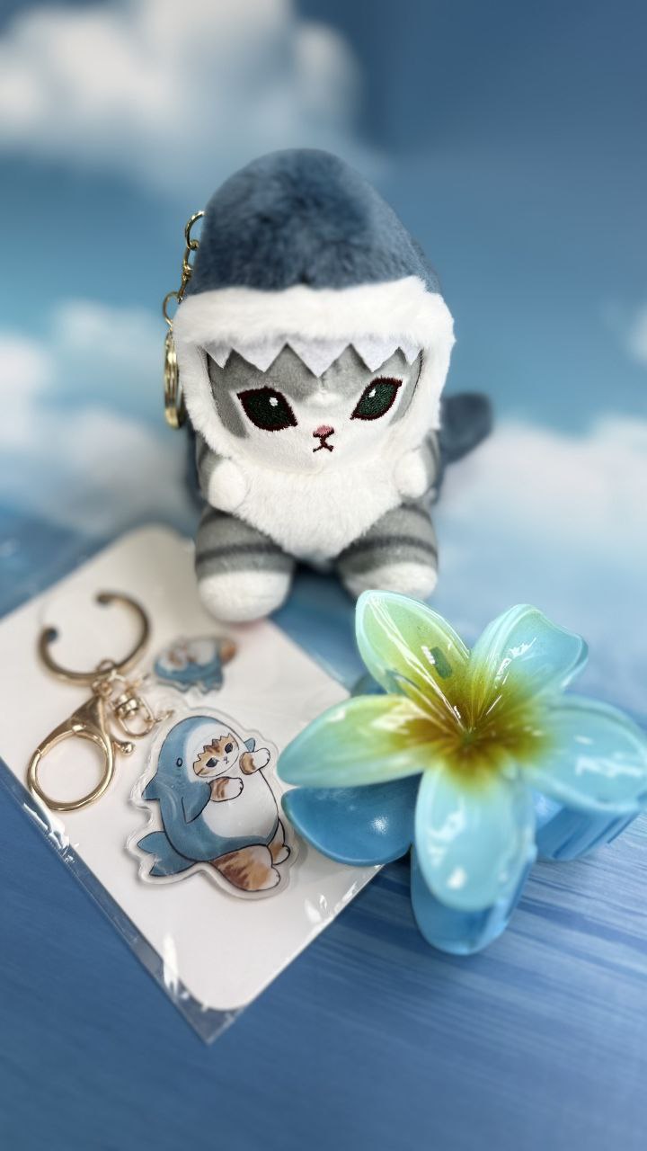 Gift Set with Cats ( plush toy, keychain, hair clip)