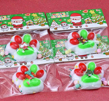 Squish Tab Paw Stress Ball - Christmas Edition, White-Red-Green