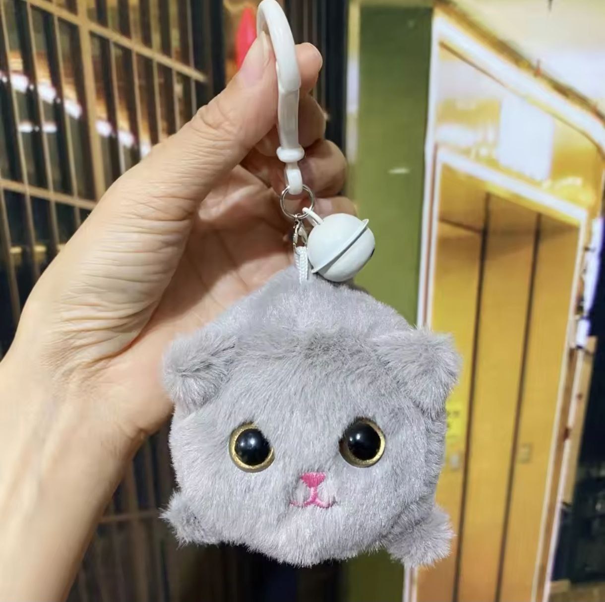 Gray Cat Helicopter Keychain Toy